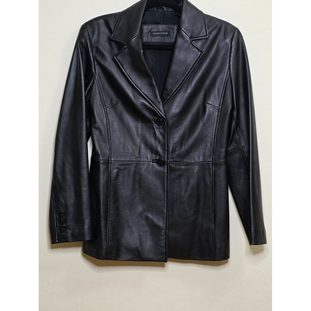Valerie Stevens Black Leather Blazer